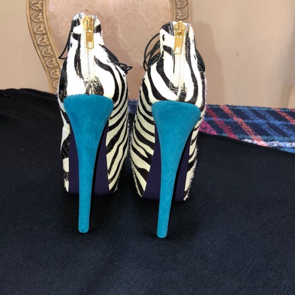 London Trash Zebra Print Platform Pumps - Picture 4 of 8